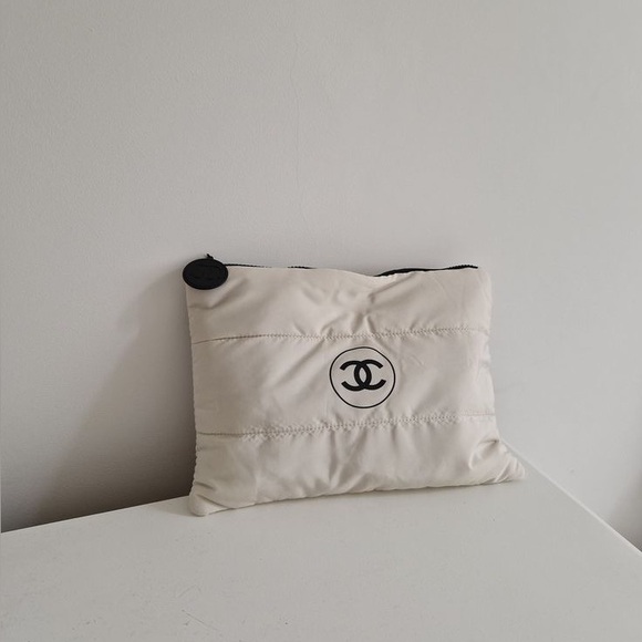 Zara Handbags - CHANEL White bag purse cosmetics logo pouch